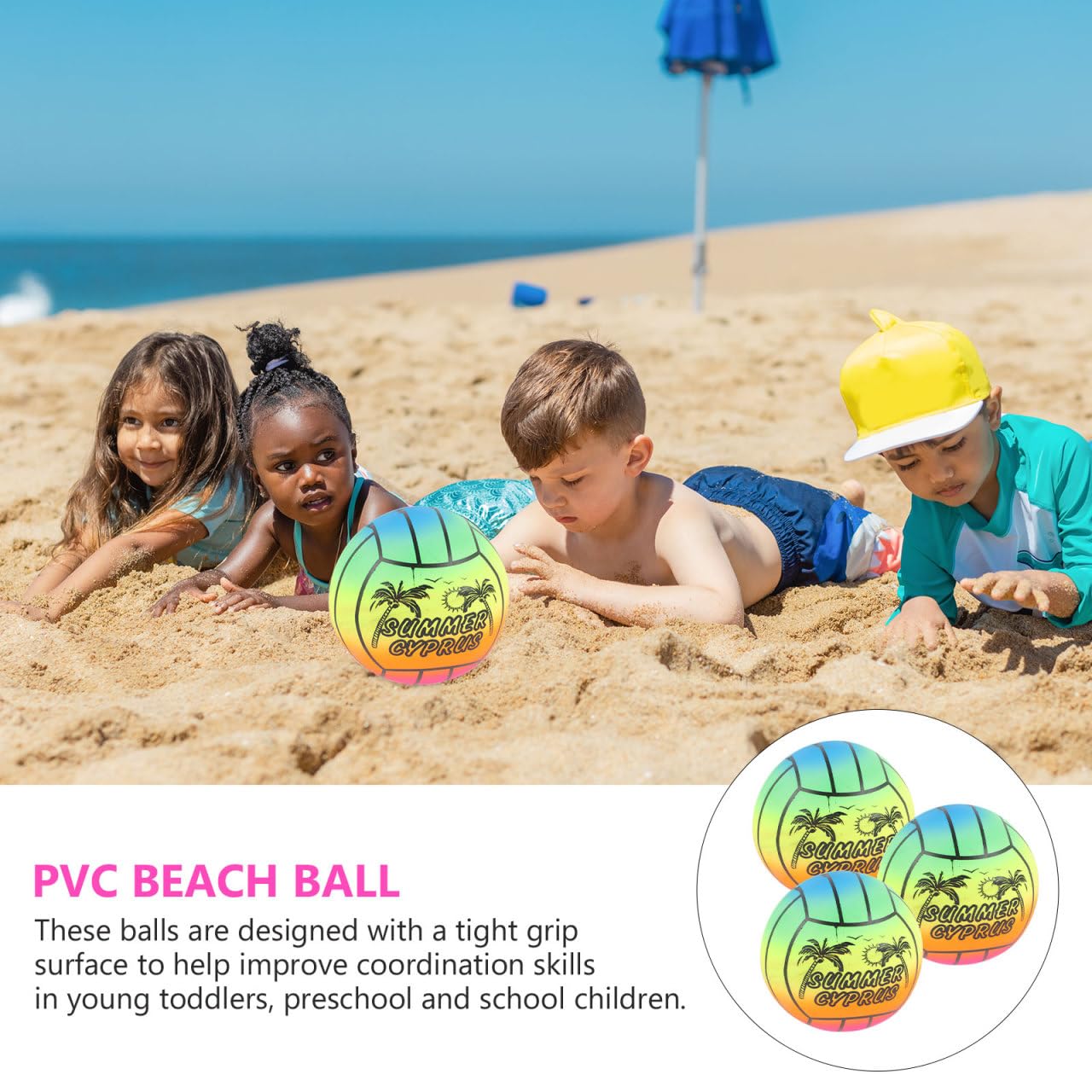 Toyvian Regenbogen Wasserball, 16cm Elastischer Strandball aus weichem PVC Bunter Softball für Kinder Spielzeug für Pool Party Garten Indoor Outdoor Spielplatz Weicher Gummiball für Kinder