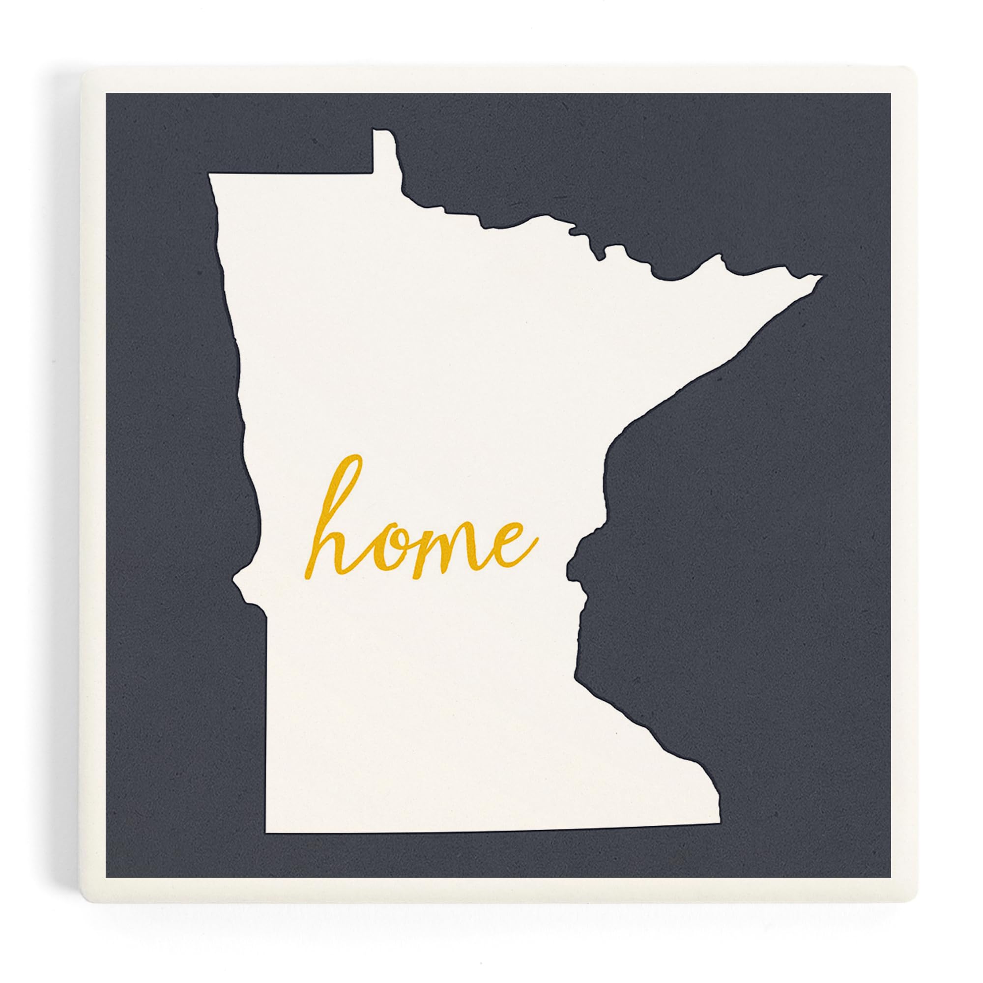 Minnesota, Home State, White on Gray (Absorbent Ceramic Coaster, Single, Cork Back, Kitchen Table Decor)