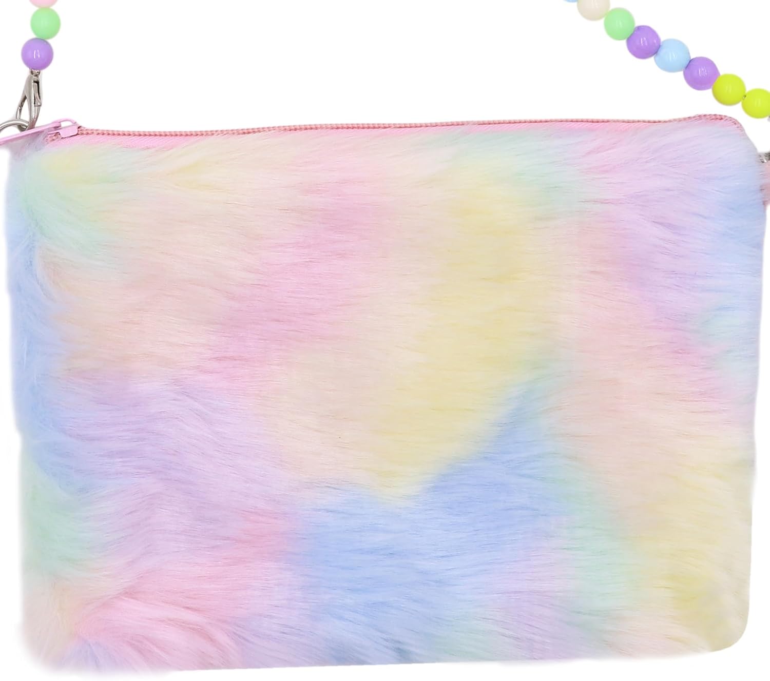 Kids Girls Fluffy Crossbody Purse Fuzzy Bag Plush Tie Dye Rainbow Shoulder Bag Handbag Wallet - Image 4