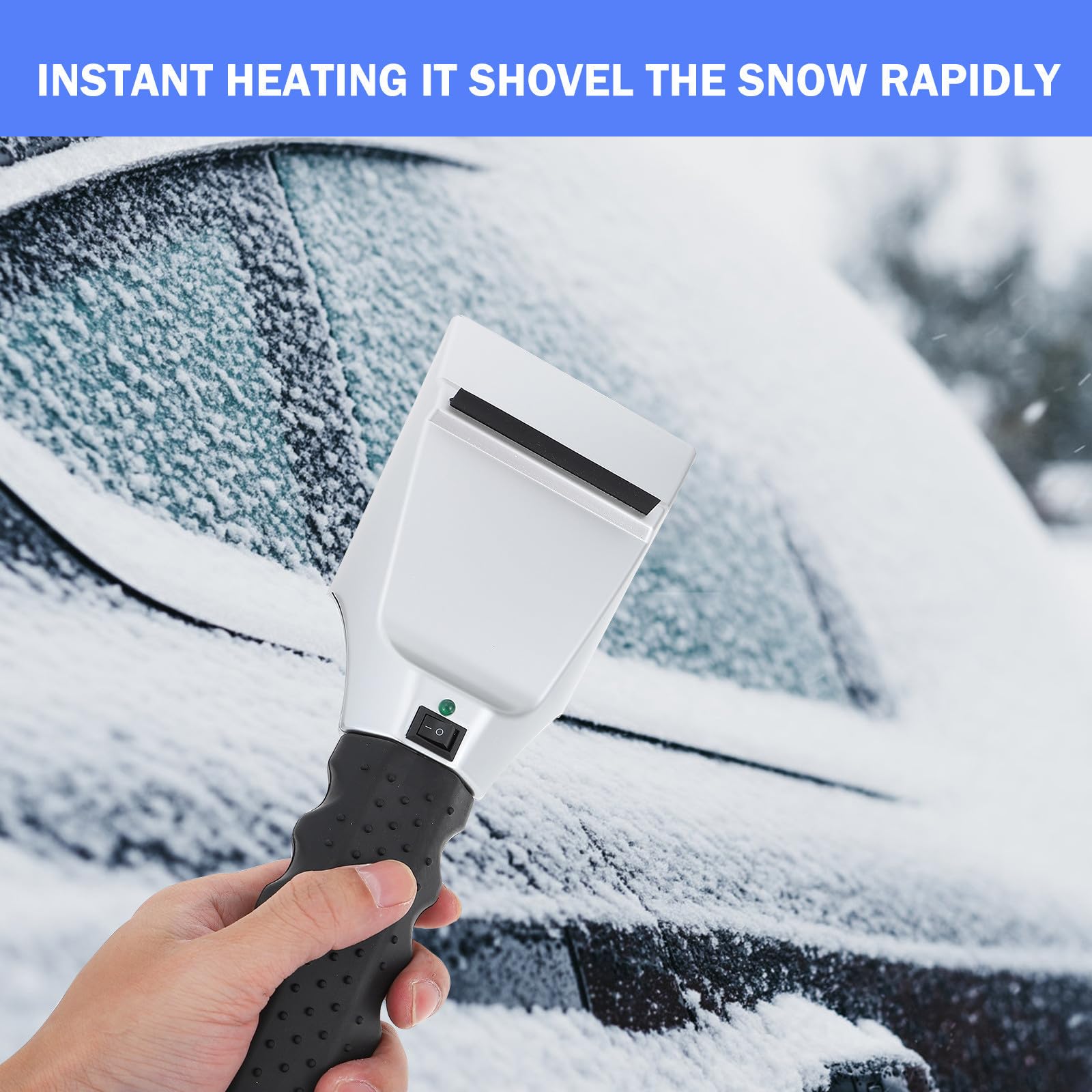 DOITOOL 5 Pezzi Raschietto per Ghiaccio Riscaldato 12v per Parabrezza Auto Impugnatura Confortevole e Componenti in Plastica e Metallo per Rimozione Neve e Ghiaccio