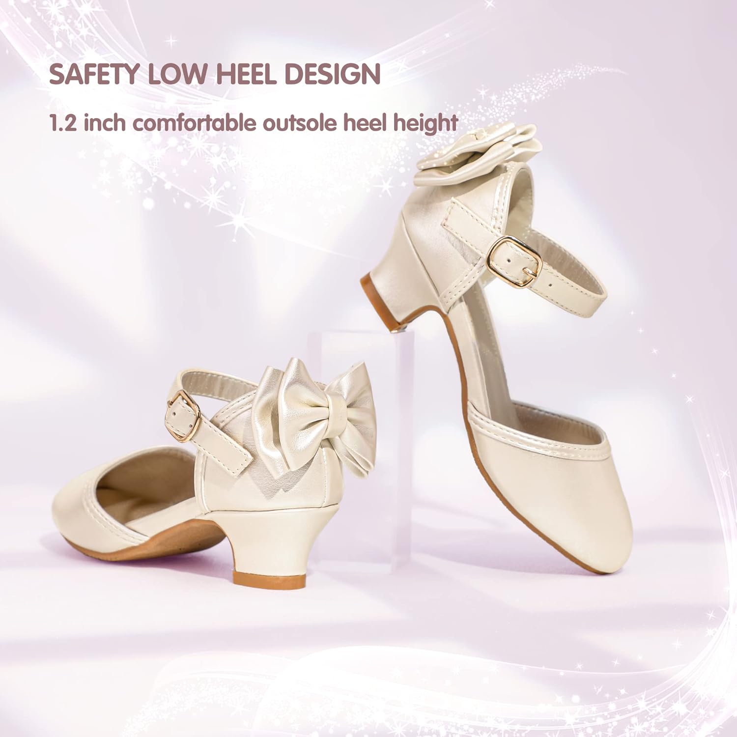 PANDANINJIA Wendy Girls Heels Dress Shoes Flower Girl Mary Jane Sandals Wedding Party Princess Shoes for Toddler Little Kid Big Kid - Image 4