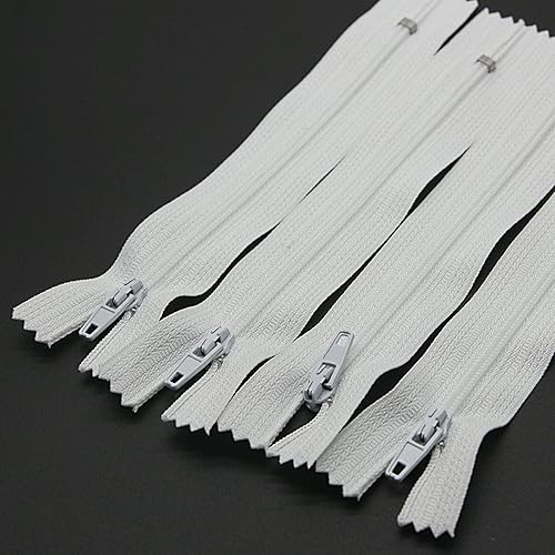 White Nylon Coil Zipper #3 Closed End Zippers Bulk for DIY Tailor Sewing Crafts,Bags,Purses(20 PCS/Pack,24 Inch) SHUNLI - White - 24"