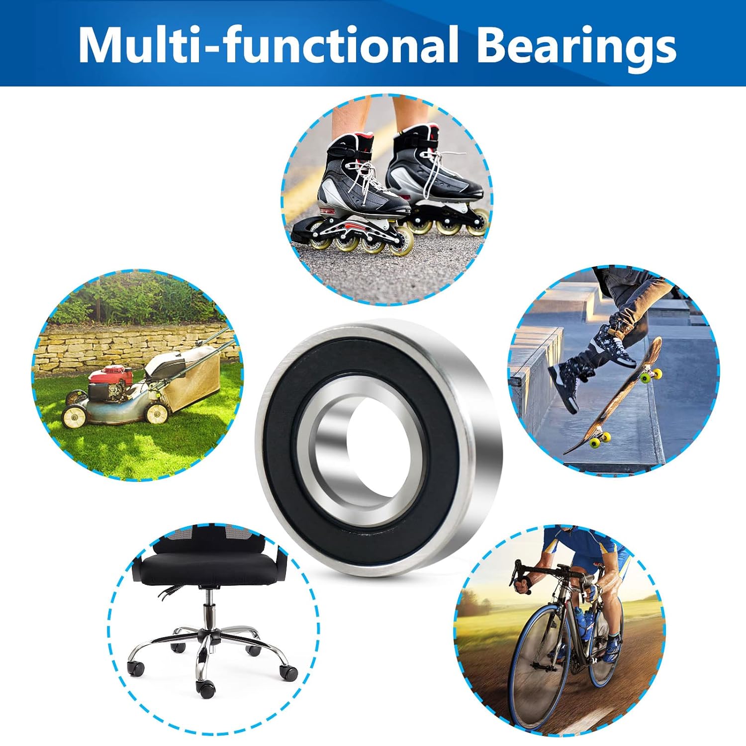 TOP-VIGOR 10pcs 6204-2RS Deep Groove Ball Bearings 20mmx47mmx14mm Pre-Lubricated Double Rubber Sealed Ball Bearings