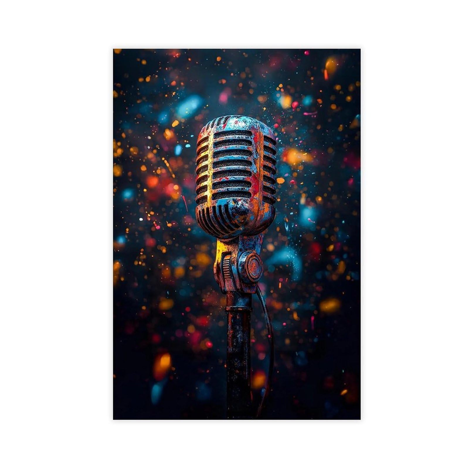Bareronor Microphone Graffiti Canvas Poster for Living Room Decor Gift