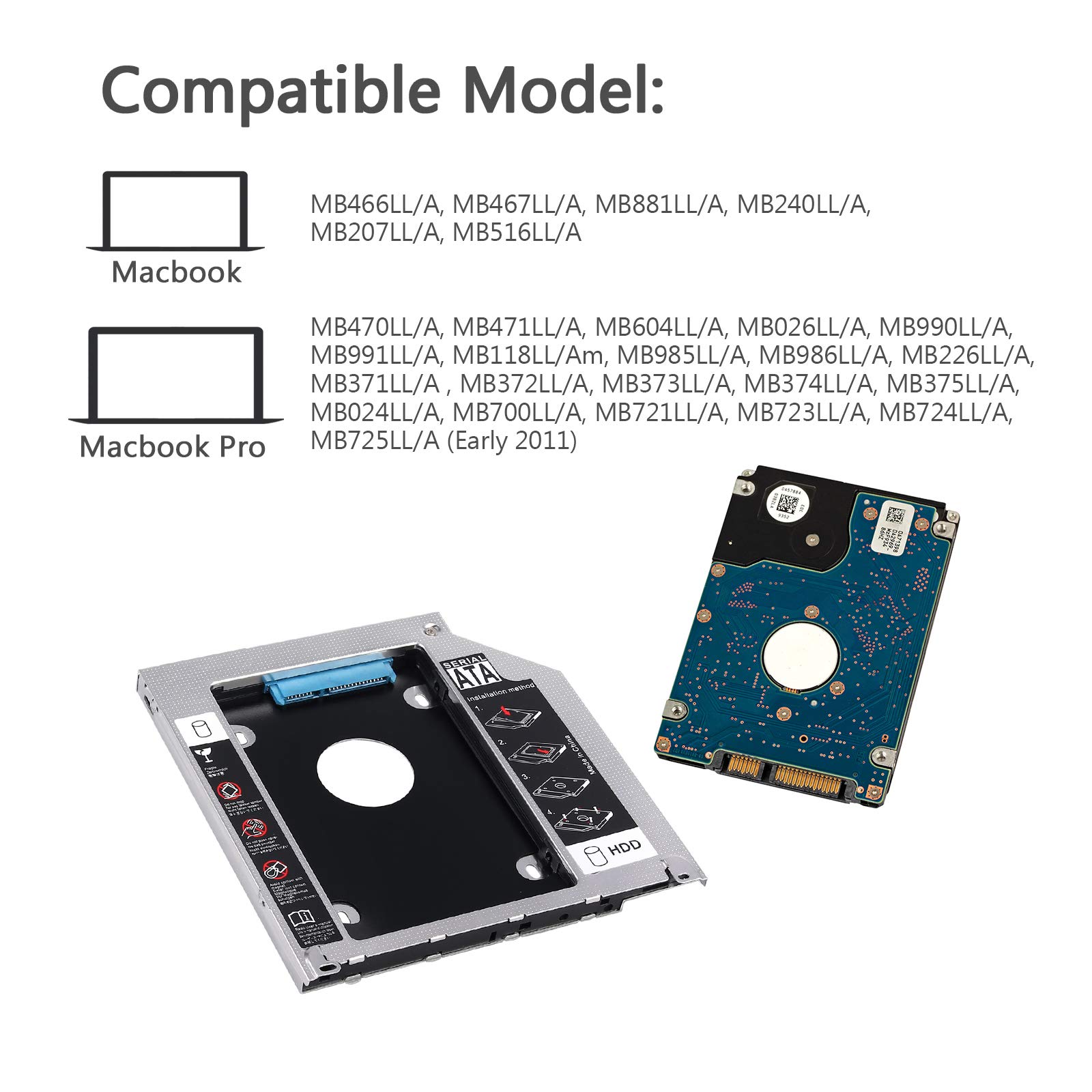 Disque Dur 2,5" SATA 1 To HGST - Pour MacBook Pro 13, 15, 17 Pouces (A1278, A1286, A1297)