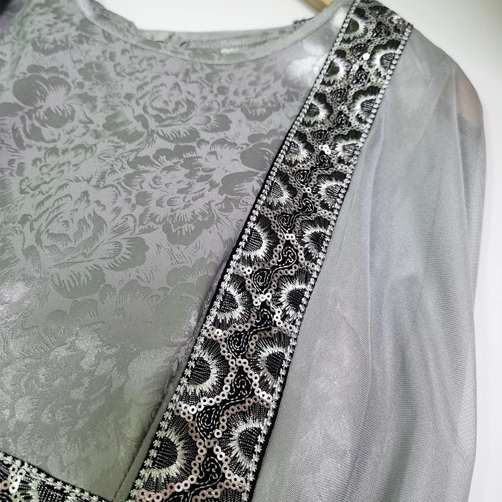 Embroidery Jalabiya Chiffon Abaya Dress for Women Dubai Sadui Muslim Eid Clothes