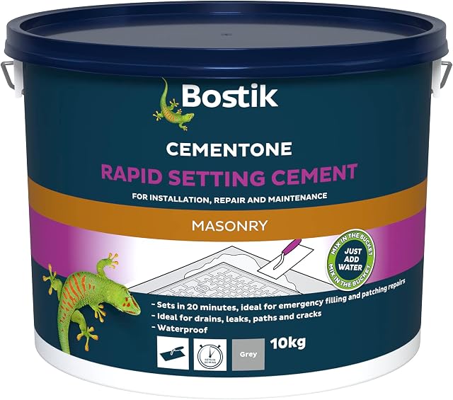 Bostik Cementone Rapid Setting Cement, For Interior & Exterior Use, Waterproof, Colour: Grey, 10kg