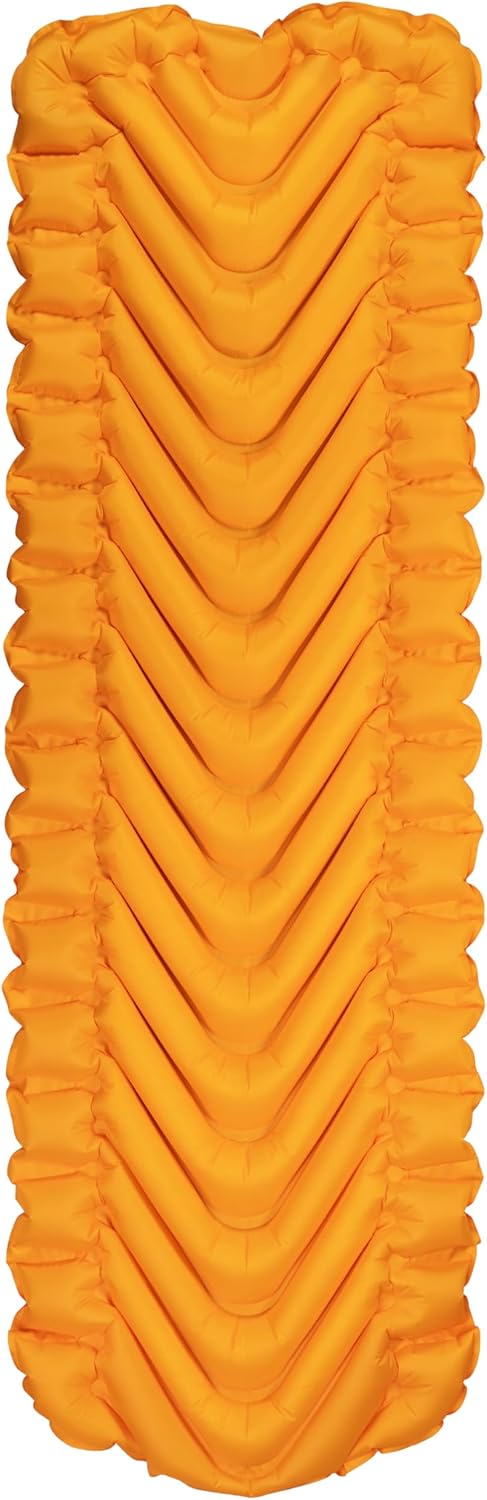 KLYMIT Insulated Static V2 Inflatable Sleeping Pad | Upgraded Comfort | Portable, Ultralight, Easy to Inflate, Foldable Air Bed for Camping, Backpacking & Hiking — Saffron