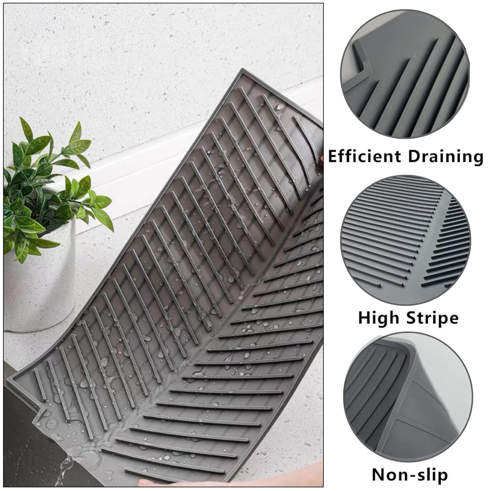 Tapis D’égouttage En Silicone Pour Vaisselle - 33,5 X 43 Cm - Antidérapant, Pliable Et Résistant à La Chaleur - 8