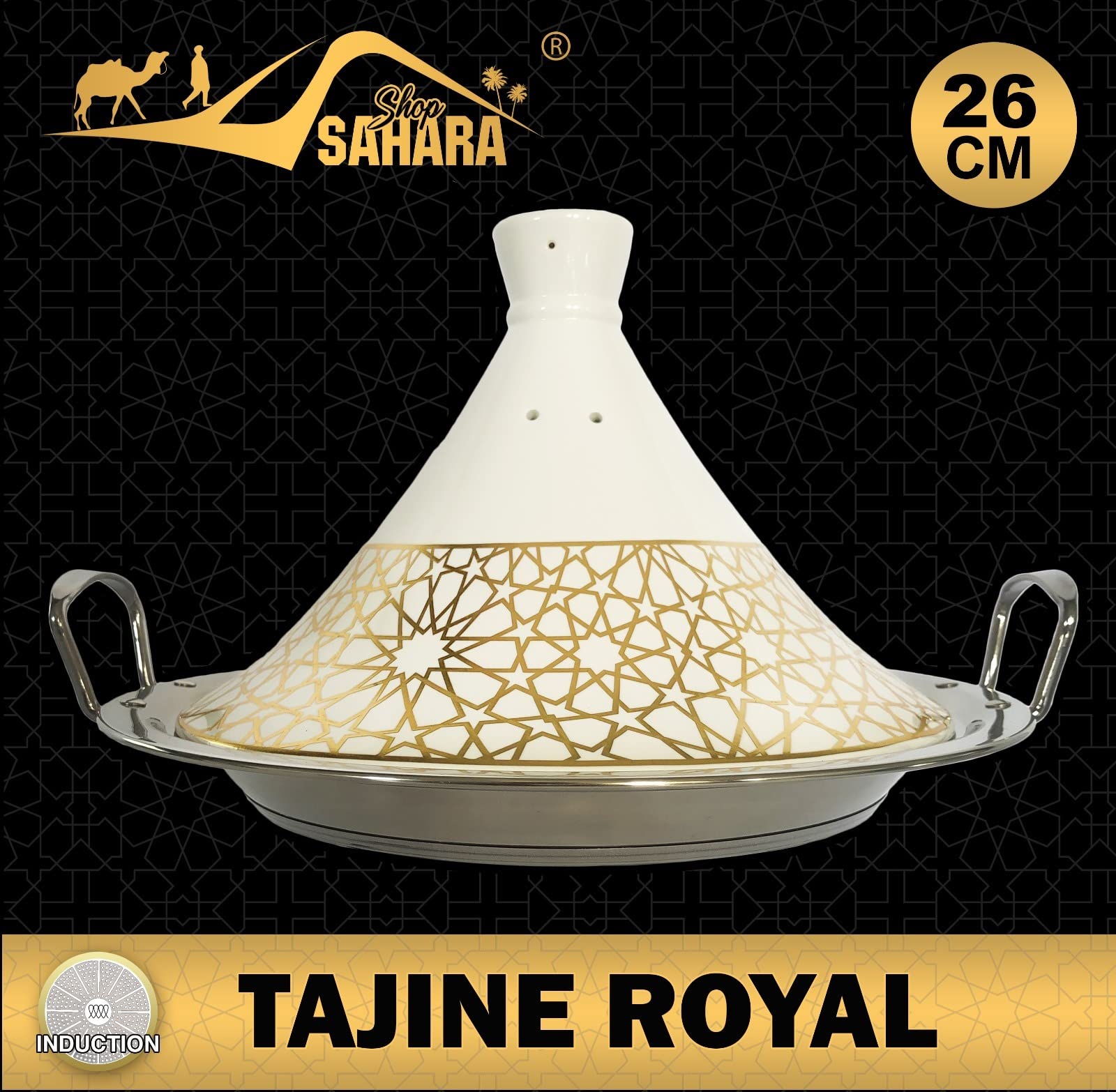 Tajine Set Kochbuch + Marokkanische Tajine Tagine Tagin Kochtopf Gartopf Royal Ø 26 cm Keramik Induktion Kochbuch Marokkanische Küche