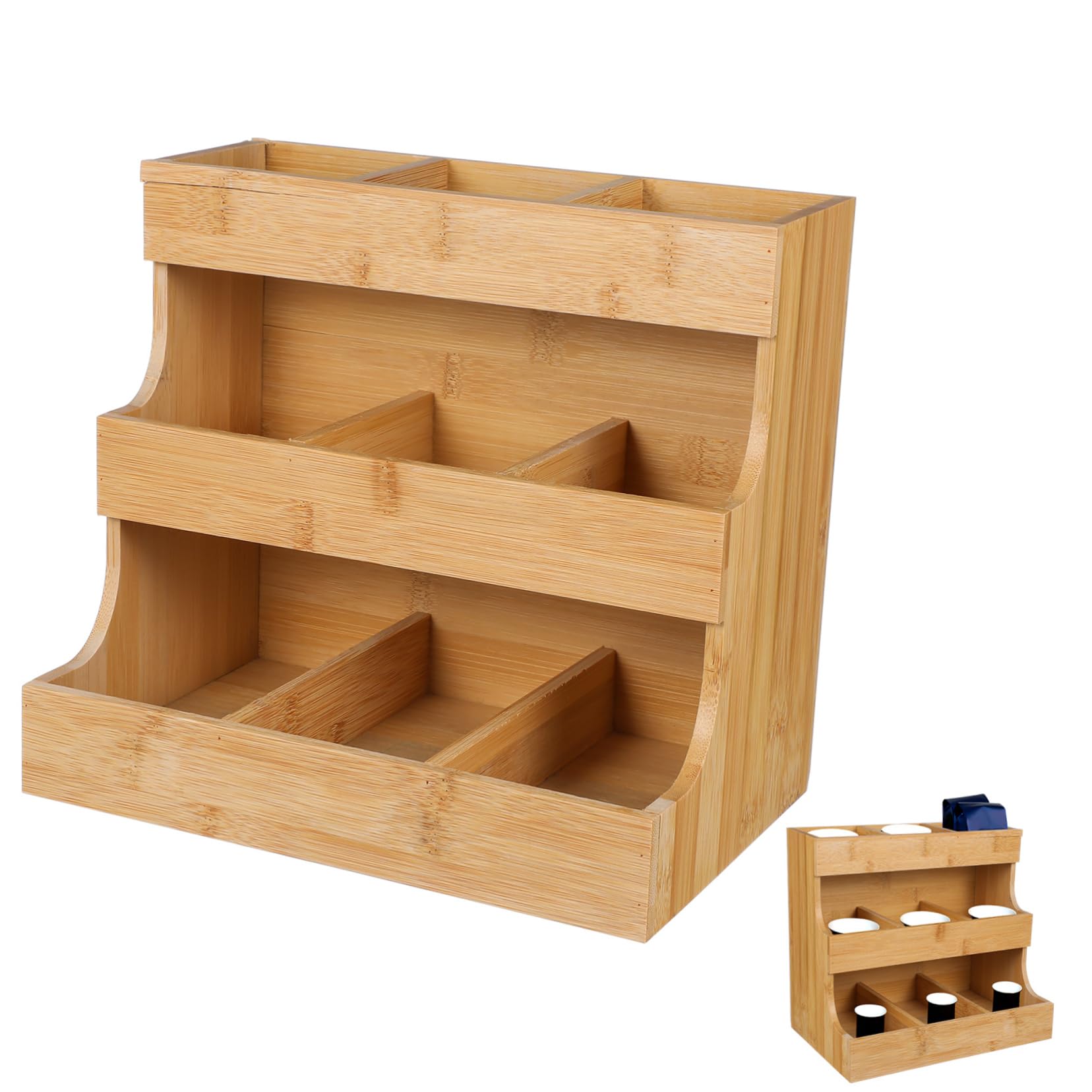 BRIGHTFUFU Creative Tea Bag Holder Rack Wooden Tea Storage Organizer for Home Office Coffee Shops Stylish Tea Container for Easy Access to Tea Bags Sugar Packs More