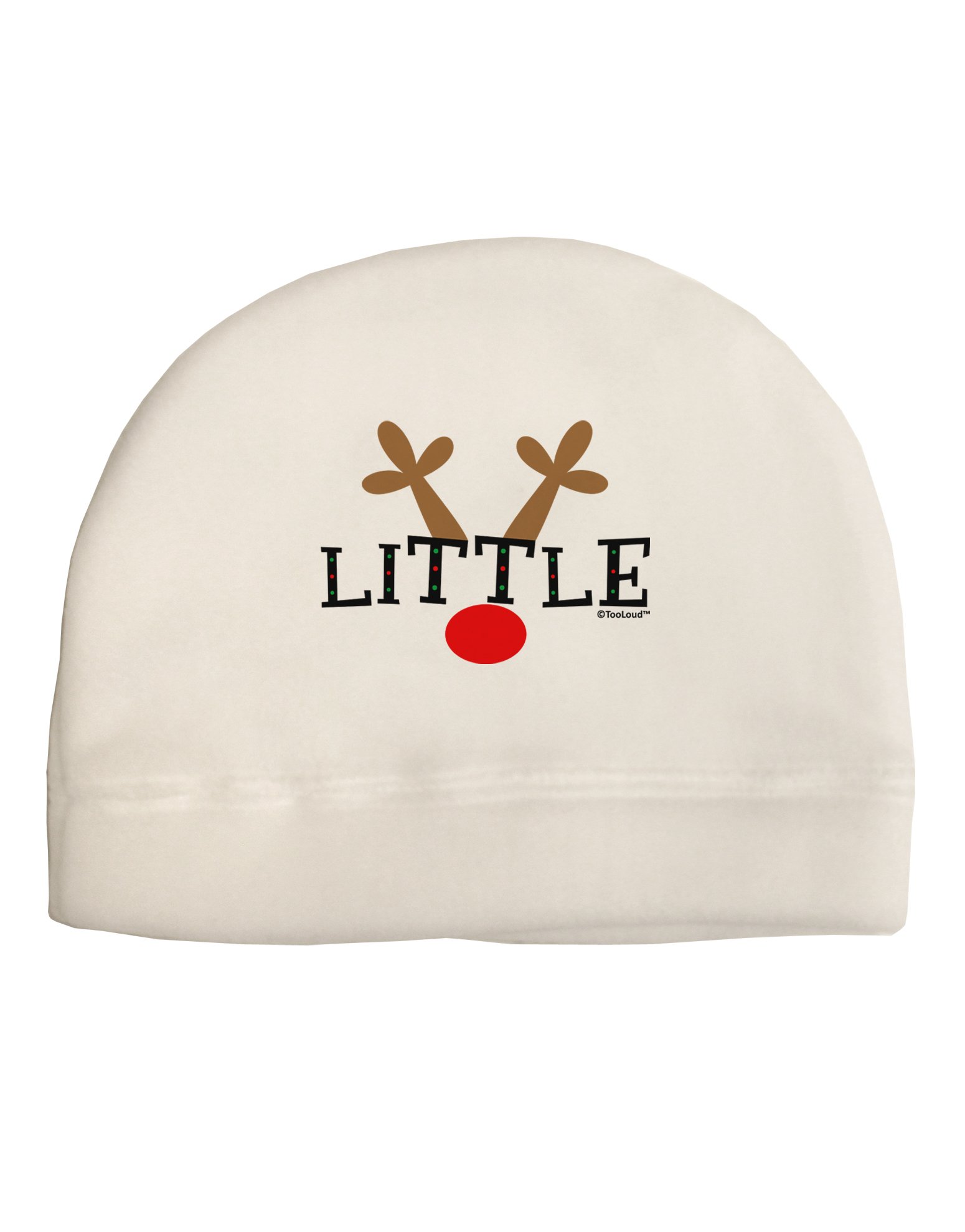 TOOLOUD Matching Family Christmas Design - Reindeer - Little Child Fleece Beanie Cap Hat White