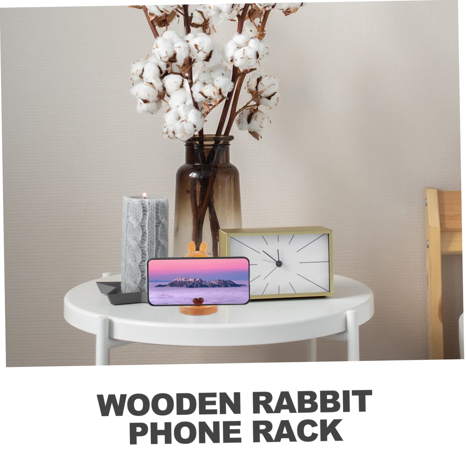OSALADI 2pièces Support De Téléphone Bois Forme De Lapin Support De Bureau Pratique pour Smartphone Accessoire Décoratif Adorable pour Regarder des Films Et Passer des Appels Vidéo