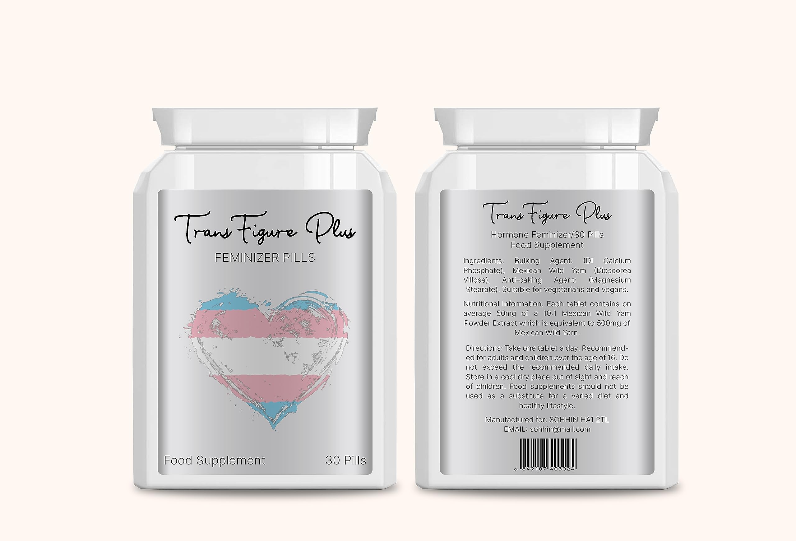 TRANSFIGURE HORMONE FEMINIZING PILLS, PUERARIA SEX CHANGE, LADYBOY, MTF (30 PILLS)