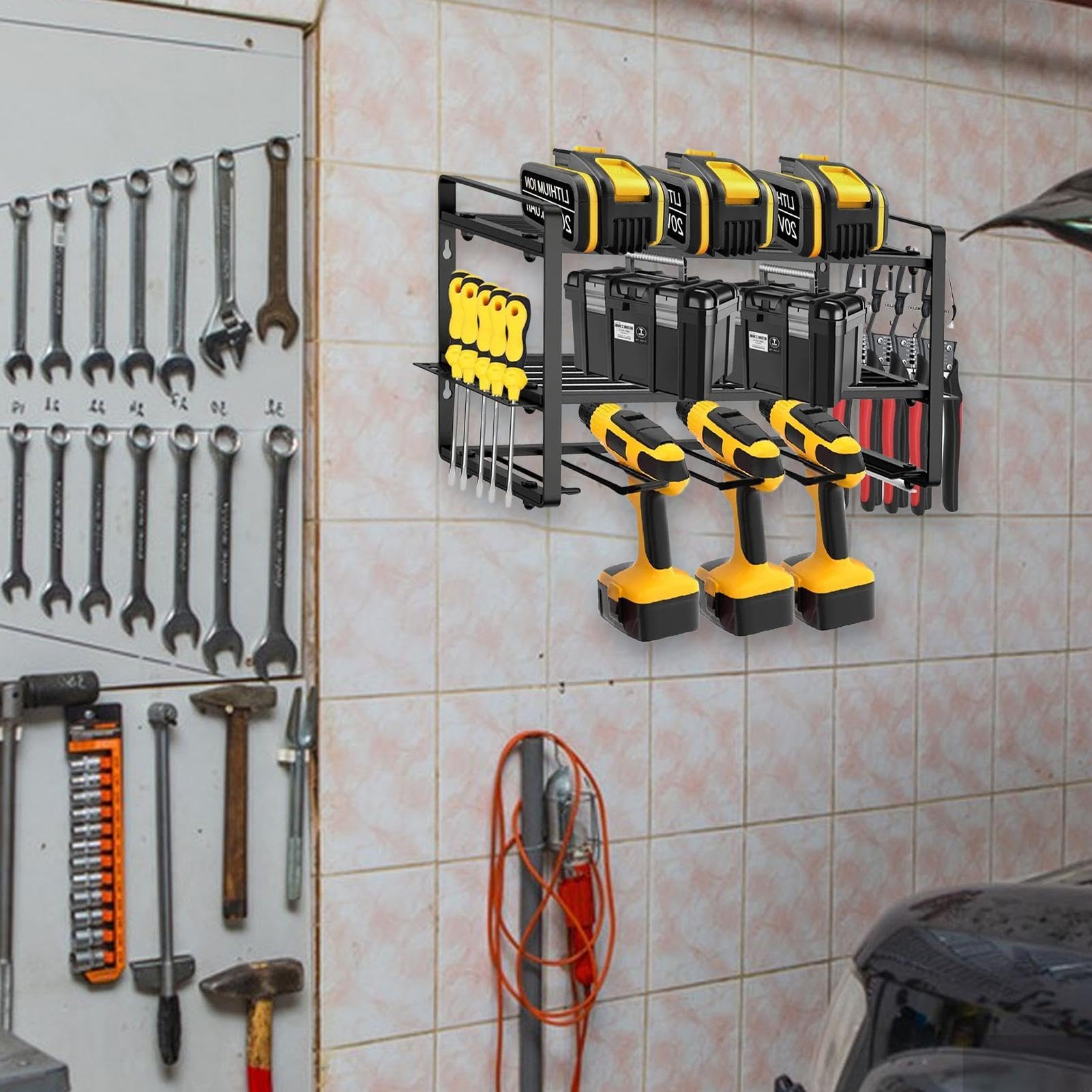 Estante para Herramientas Eléctricas Organizador De Almacenamiento De Pared | Organizador de Almacenamiento de Herramientas Para Organizar Garaje Y Cobertizo Padres Y