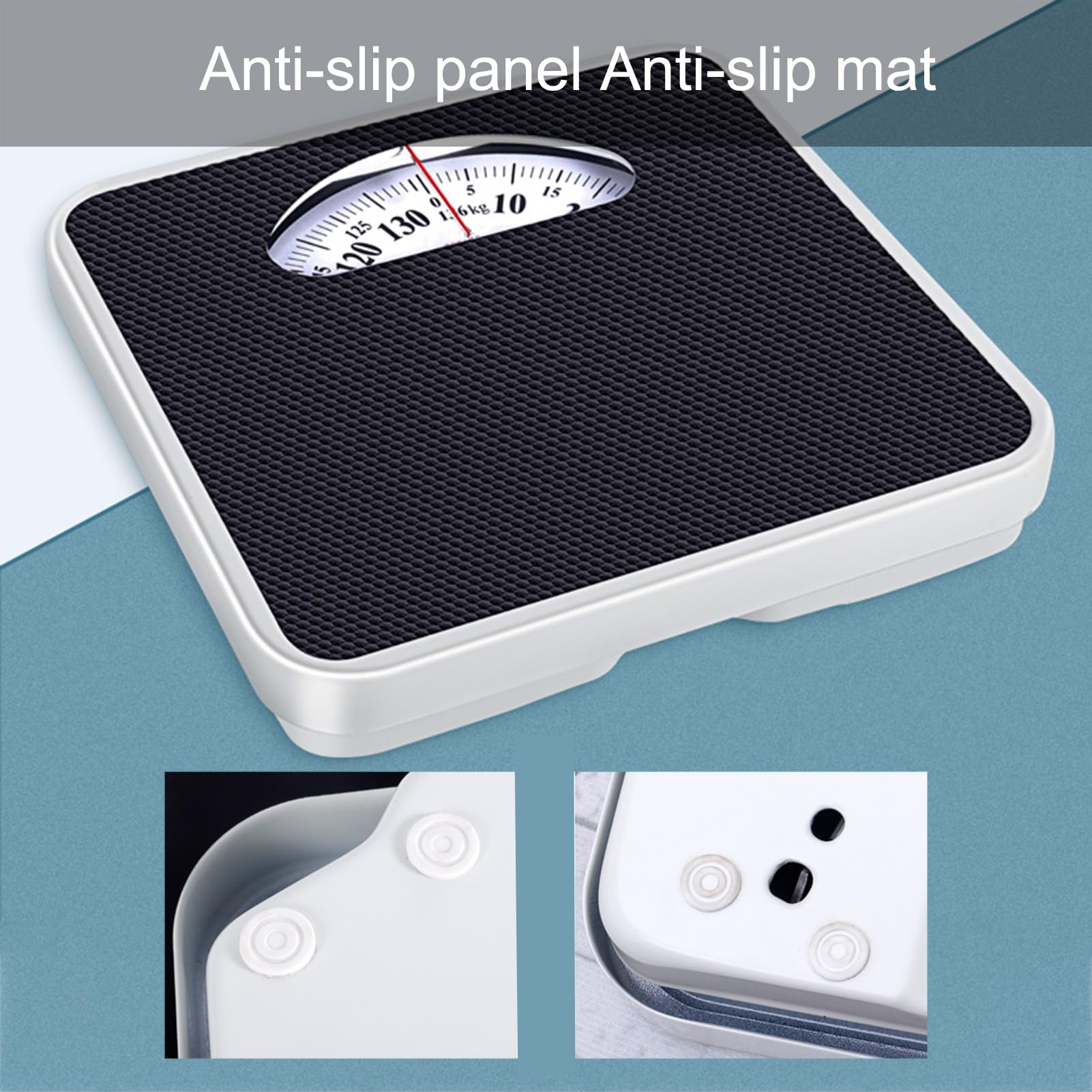 Balance mécanique, pèse-Personne, sans Piles, pour la Maison, l'école, l'hôpital, la Salle de Sport, l'institut de beauté, jusqu'à 136 kg (Noir) (Bleu)