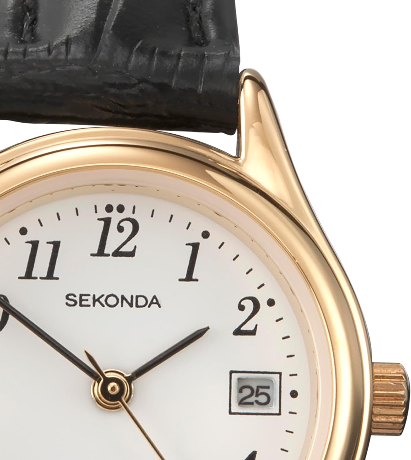 Sekonda Womens 27mm Robinson Analogue 3 Hand Classic Quartz Watch Gold Case with White Dial Date Window and Black Leather Strap 30m Water Resistant 4 710shgf36mL. AC SL1500