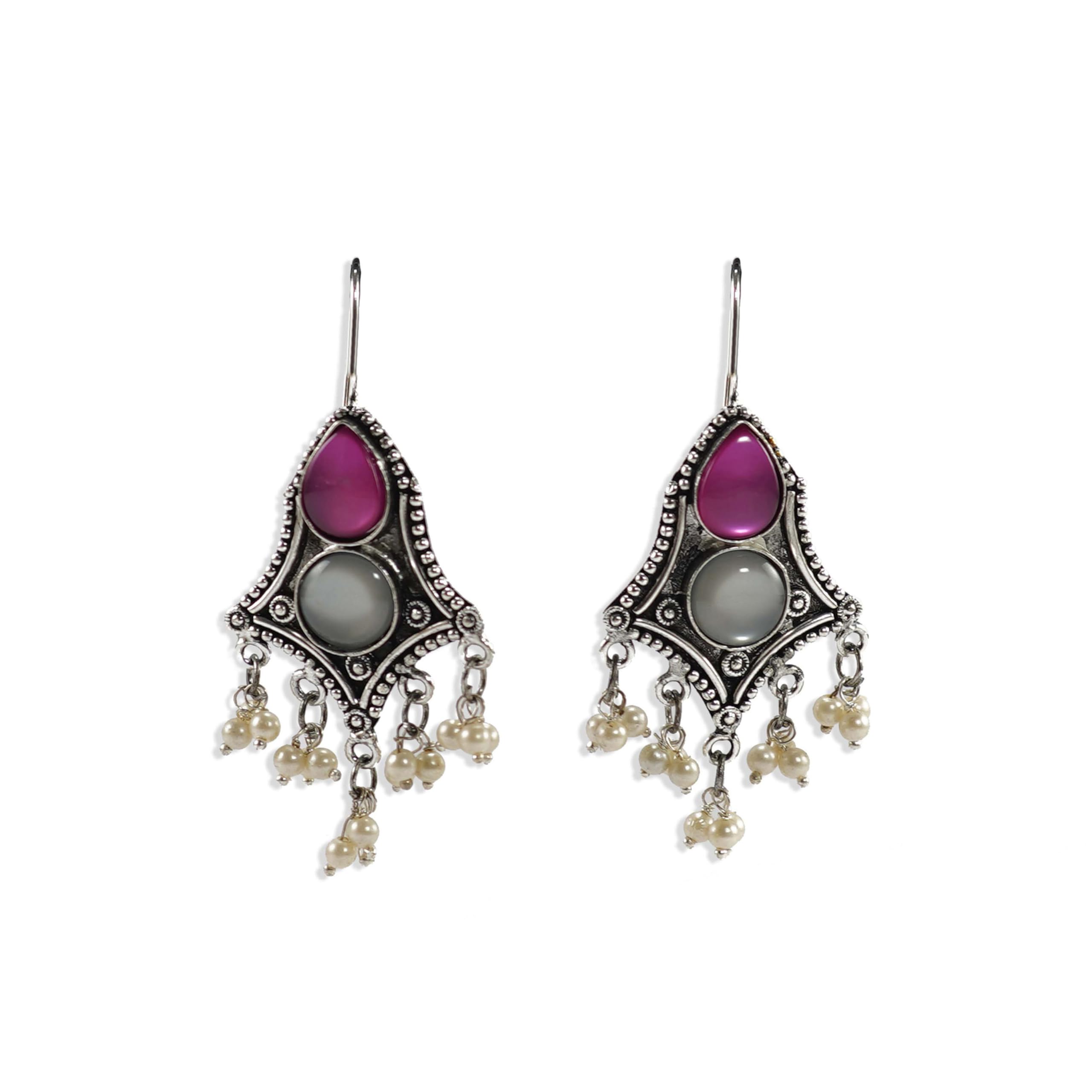 Neeara Fashion Dual Colour Oxidised Handcrafted Drop Earrings For Women And Girls Fashion Jewellery (Pink & Green) (B0CRB9MG6H) Amazon Price History, Amazon Price Tracker