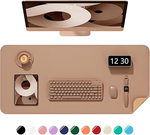 Miniatura 9 de Alfombrilla de escritorio, 60 x 35 cm, de piel sintética, antideslizante, alfombrilla grande para mouse para escritorio, impermeable, almohadilla de