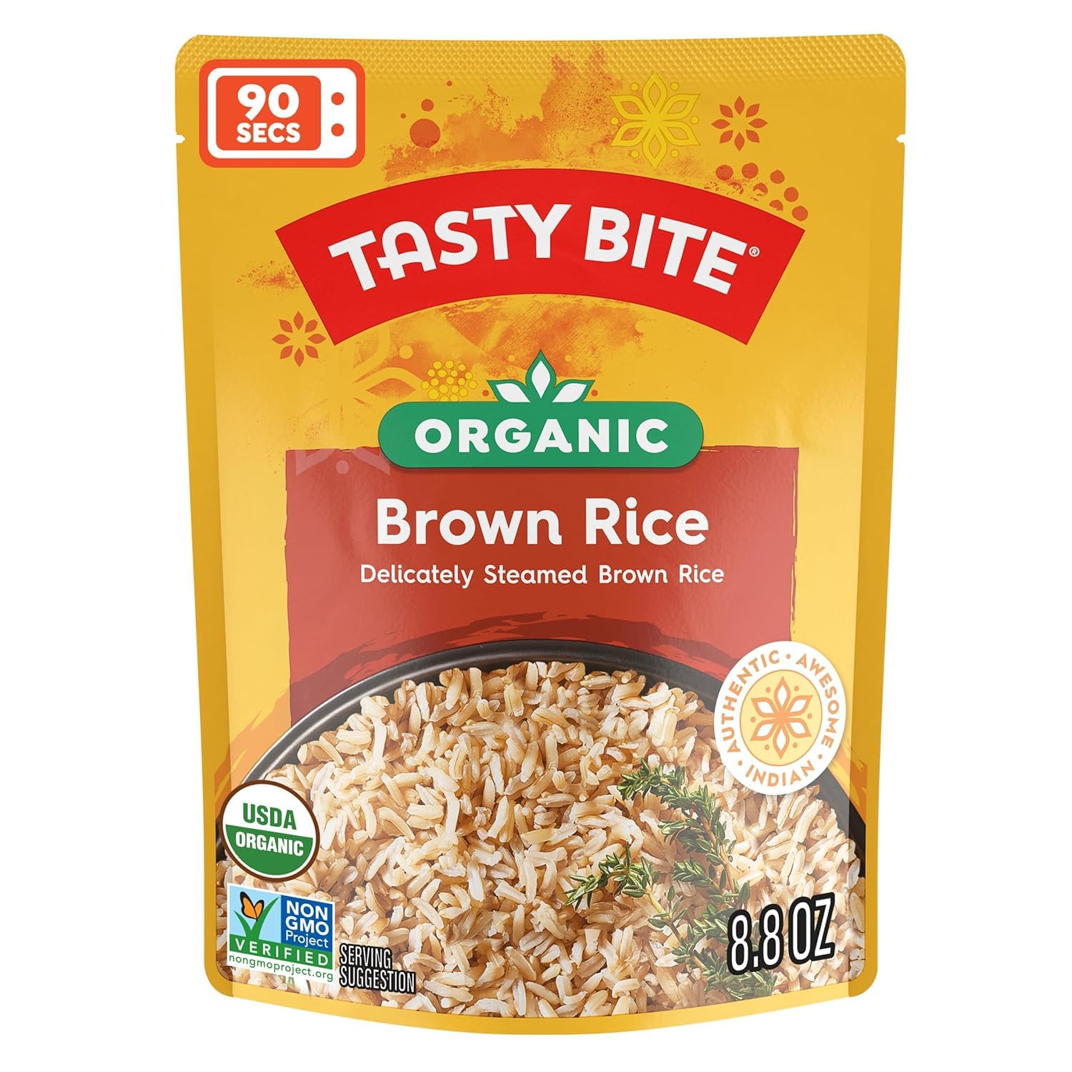 Tasty Bite Organic Brown Rice, Microwaveable Ready to Eat Entrée, 8.8 Ounce (Pack of 6)