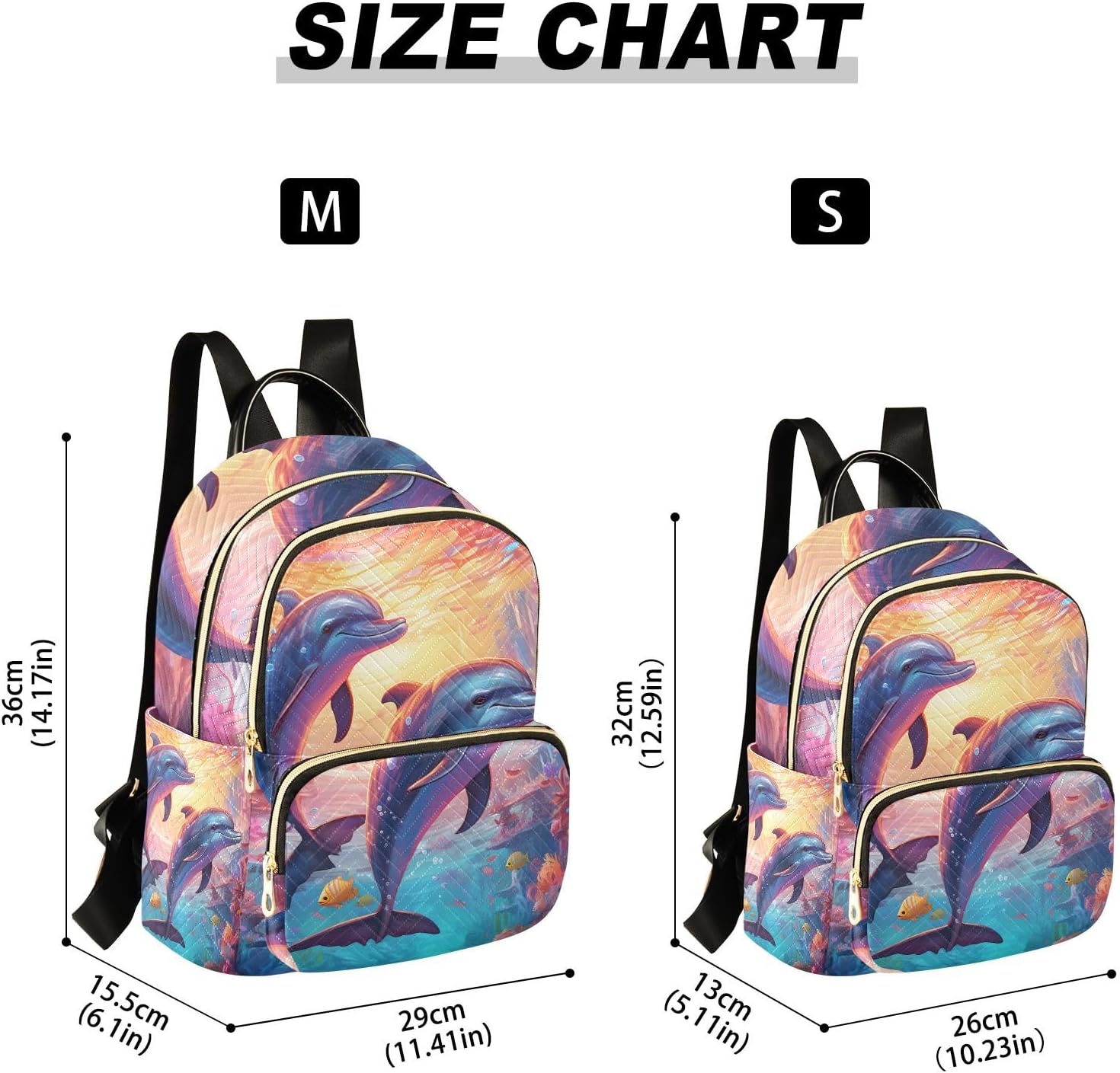 Small Backpack Purse for Women, Dolphins Travel Bag Casual Daypack Shoulder Bag