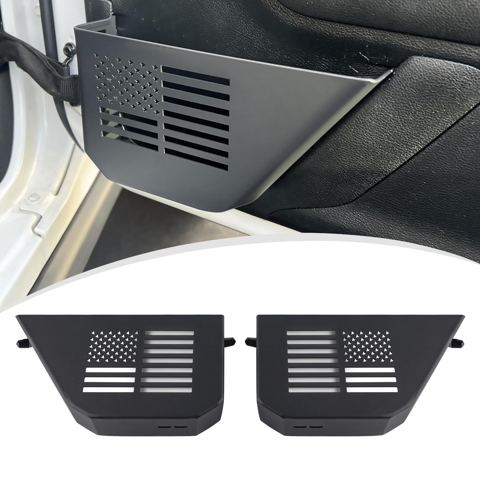 JK Lot de 2 organiseurs de rangement pour porte arrière en acier inoxydable compatible avec Jeep Wrangler JK JKU 2007-2018