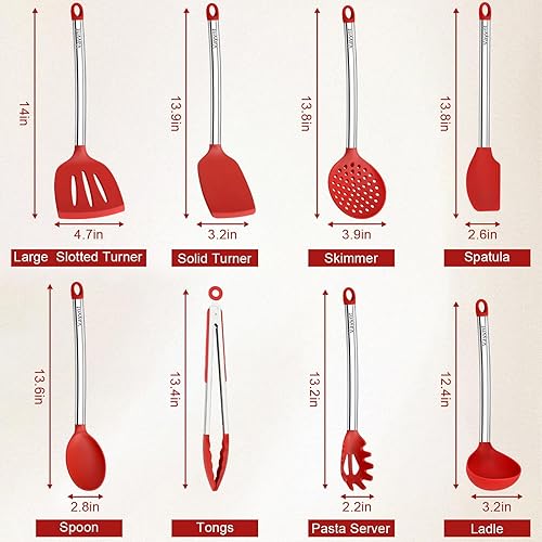 Miniatura 2 de Juego de utensilios de cocina de 8 piezas, color rojo