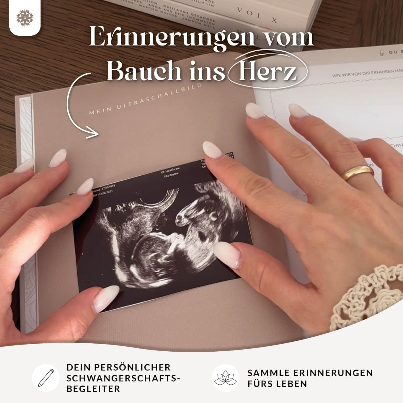 Lebenskompass® Schwangerschaftstagebuch "FUNKEL" Schwangerschaftsbuch für Erinnerungen, Reflexion und Achtsamkeit - Tagebuch Schwangerschaft mit Platz für Fotos und Notizen - A5
