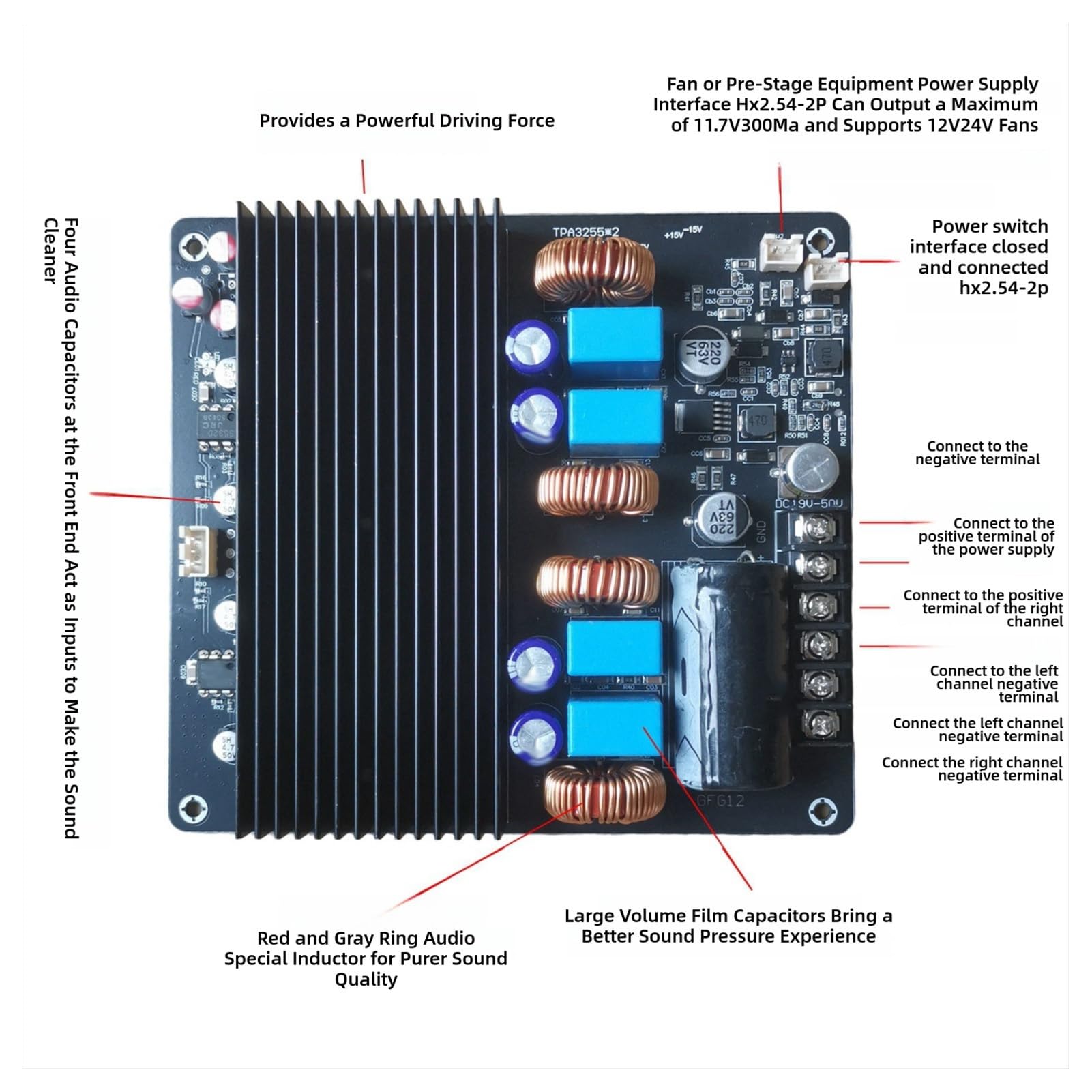 Rosvola Dwurdzeniowa Płyta Wzmacniaczy TPA3255 o Mocy 600 W z wydajną technologią MOSFET do Systemów Dźwiękowych Kina Domowego i Audiofilów