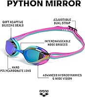 Vista 31 de ARENA Gafas de natación unisex Python Racing para hombres y mujeres, antivaho, sin fugas, máxima comodidad, doble correa, lente con espejo/sin espejo