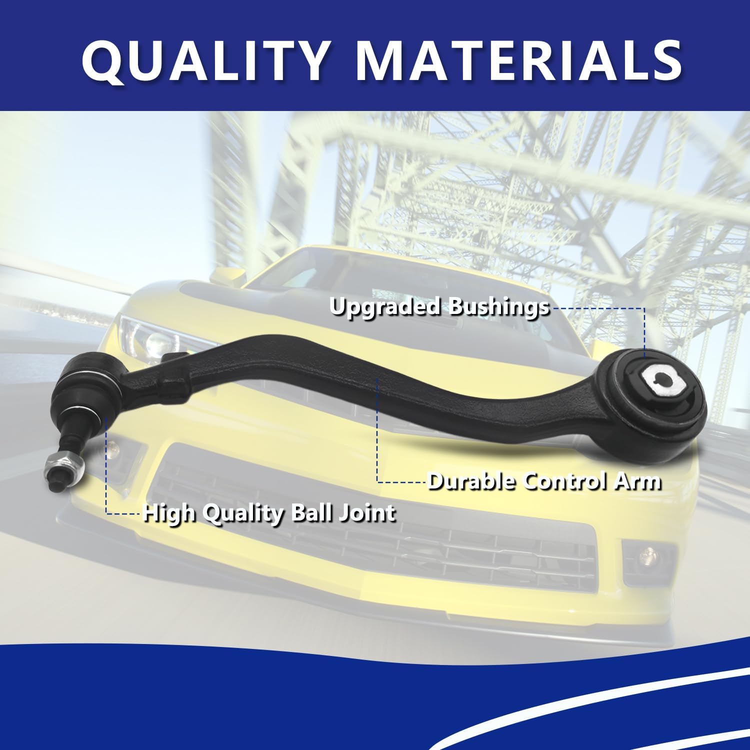 Control Arm, Replacement For Front Lower Control Arm with Ball Joint Sway Bar Outer Tie Rods Boots Suspension Kit Compatible With 2010-2015 Chevrolet Camaro - 10 Pcs