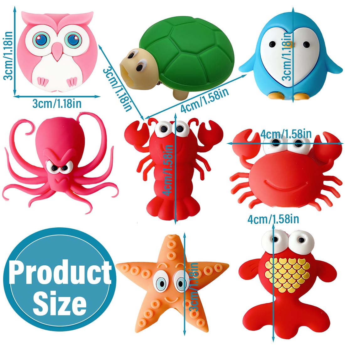 Set di 8 Protezione Cavo USB, Adorabili Animali Marini in Plastica, Accessori Telefono