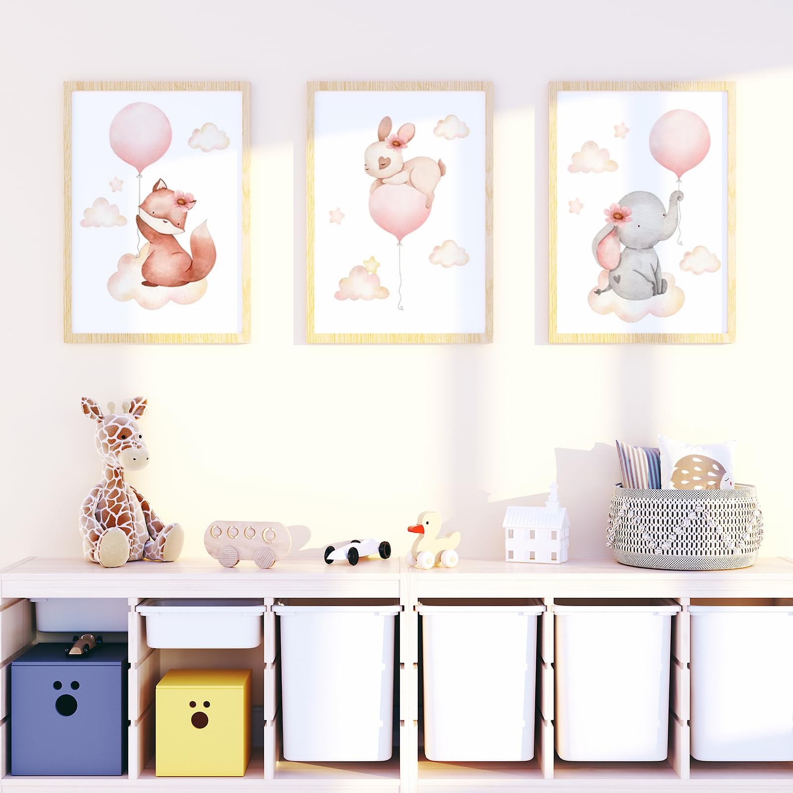 Zamety 3 Pièces Decoration Chambre Bebe Affiches, Animaux Affiche Chambre Bebe, A4 Tableau Chambre Enfant Poster, Tableau Animaux pour Deco Chambre Bebe, Sans Cadre, 21 x 30 cm