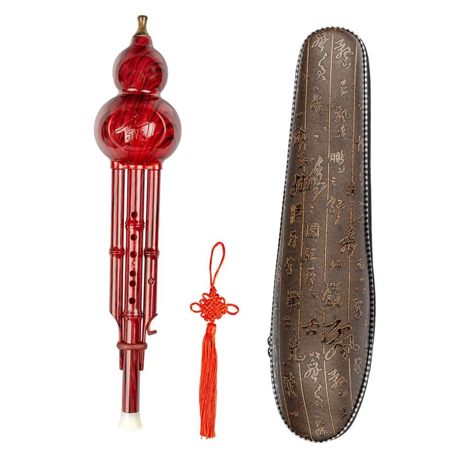Hulusi Instrumento Étnico Chino De 2 Tonos Con Llave C Calabaza Hulusi Flauta De Cucurbitáceas Tubos De Resina Instrumento De Viento Con Funda