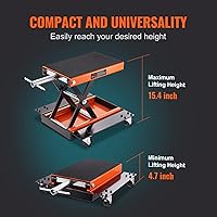 Vista 6 de VEVOR gato elevador de motocicleta, gato elevador de motocicleta ATV de 1100 LBS con carro y manivela, soporte de elevación central con plataforma