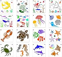 Vista 22 de Rolin Roly 16Pcs Forest Animal Painting Stencils Dinosaur Drawing Template Panda Plastic Stencil Elephant Reusable Templates for DIY Crafts Floor