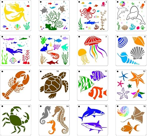 Vista 22 de Rolin Roly 16Pcs Forest Animal Painting Stencils Dinosaur Drawing Template Panda Plastic Stencil Elephant Reusable Templates for DIY Crafts Floor