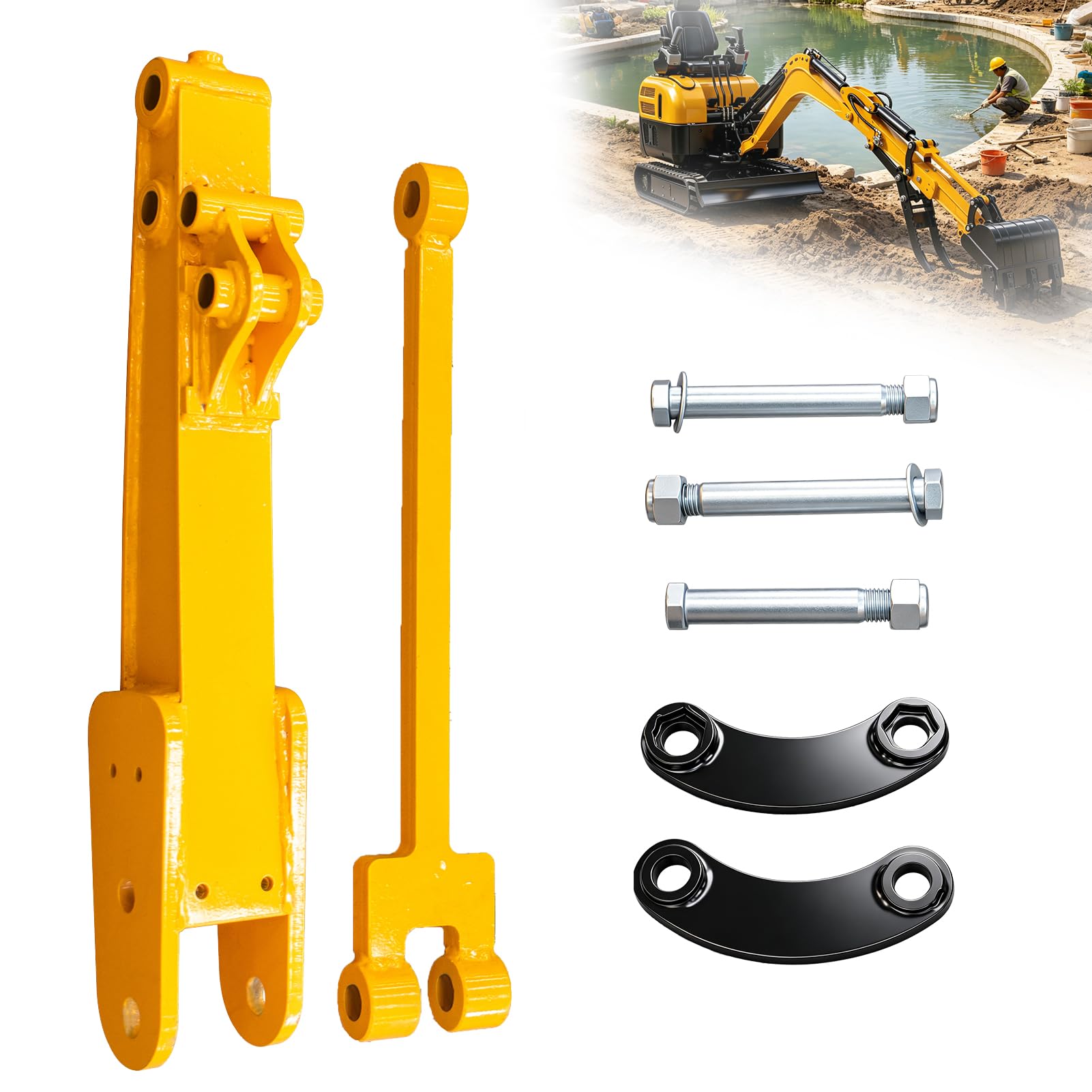 Braccio di prolunga per mini escavatore, 76,2 cm, per escavatore da 0,8-2T, cambio rapido, braccio lungo raggio, 6 mm, in acciaio completamente saldato, prolunga per costruzione di scavi