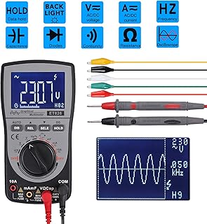 CAMWAY Oscilloscope Multimeter Intelligent Oscilloscope Automatic Waveform Multimeter 4000-Count Automatic Range Analog Bar Graph 200k High-Speed A/D Sampling 5 KHz ~ 500 KHz Frequency