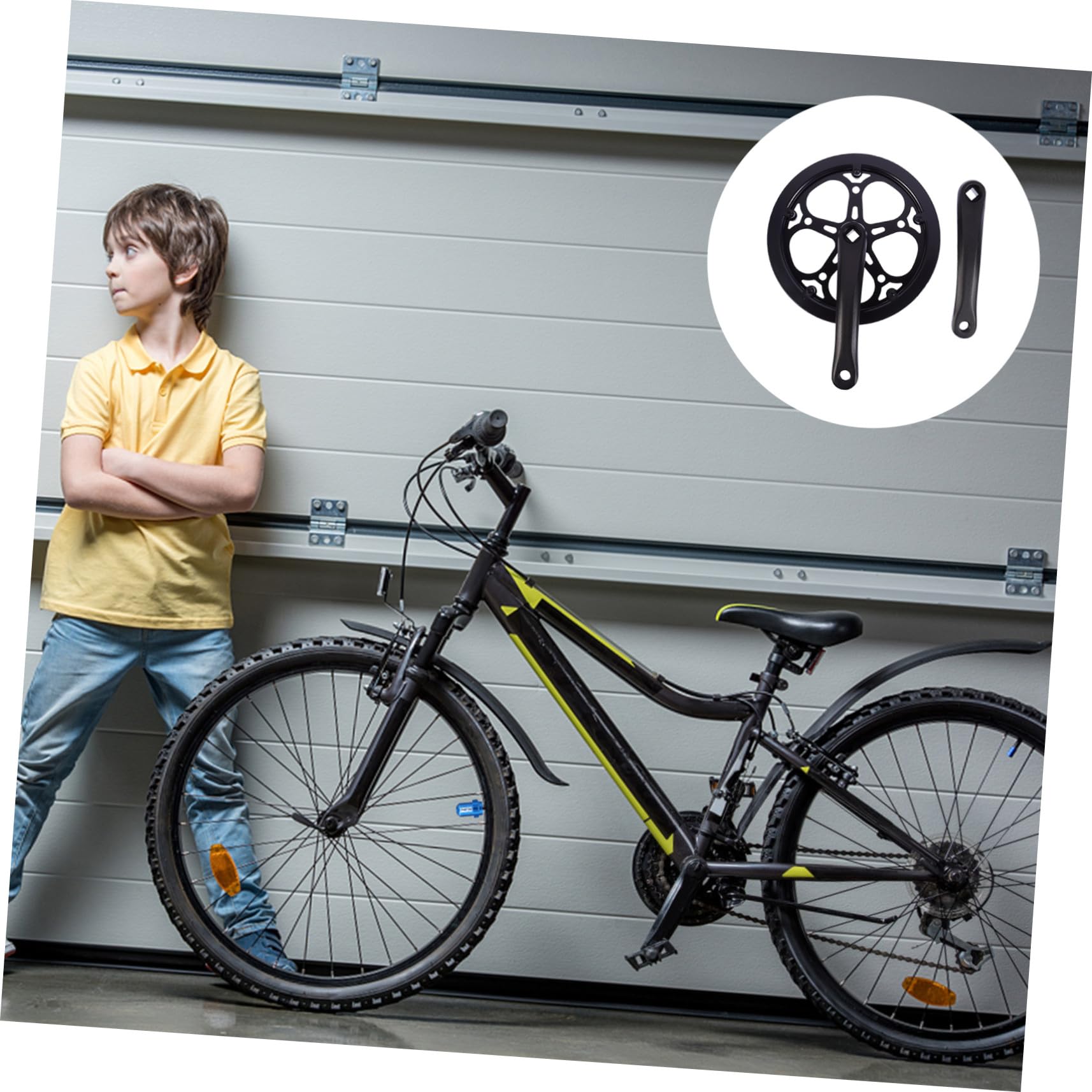 DOITOOL Pedivella Bici Corona Singola in Ferro Nero Resistente all'Usura, Kit di Ricambio per Bici Denti 52t e Lunghezza Braccio Pedivella 170Mm per Accessori per Bicicletta
