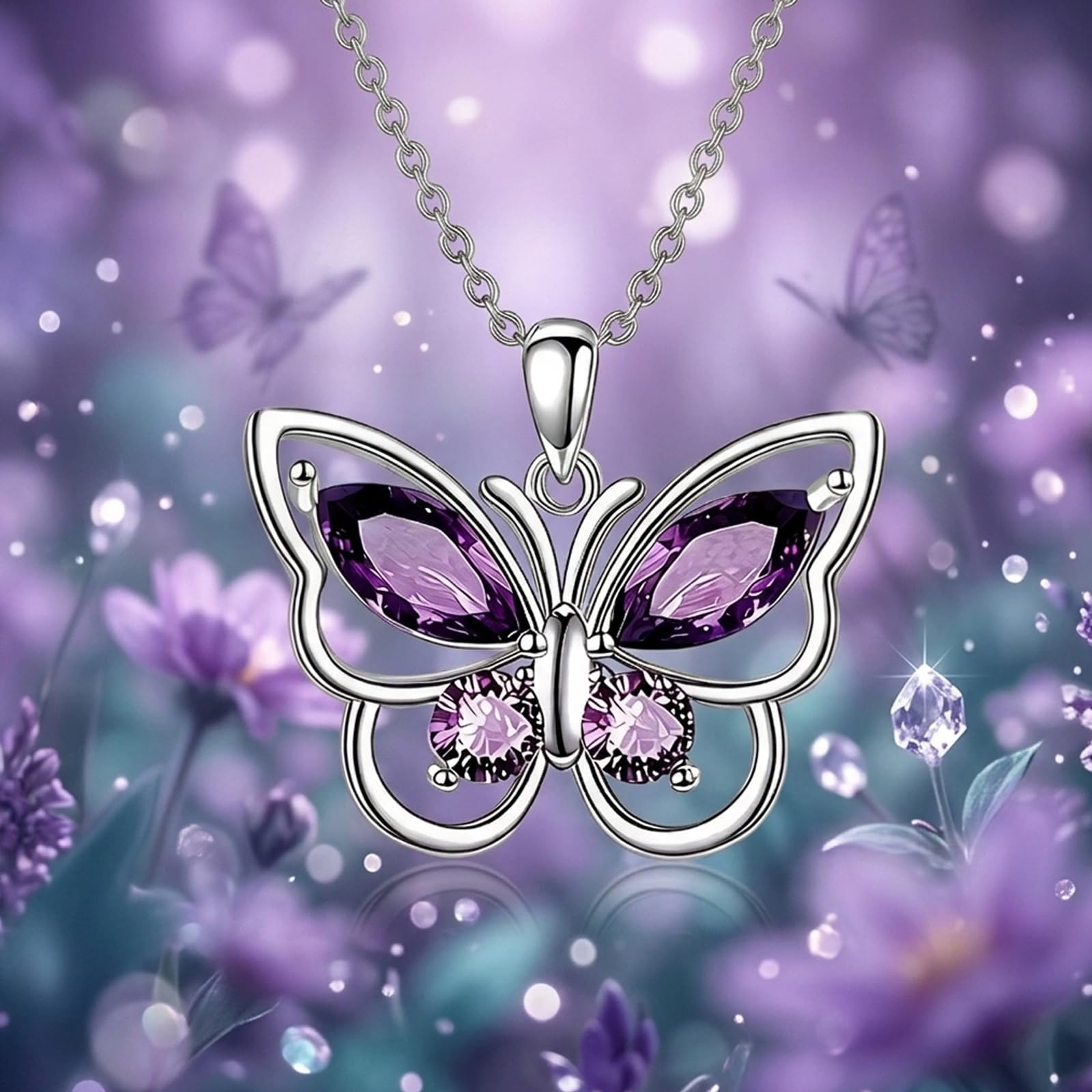 POPLYKE Schmetterling Halskette 925 Sterling Silber Kette Anhänger Schmetterlinge Schmuck Geschenke für Damen