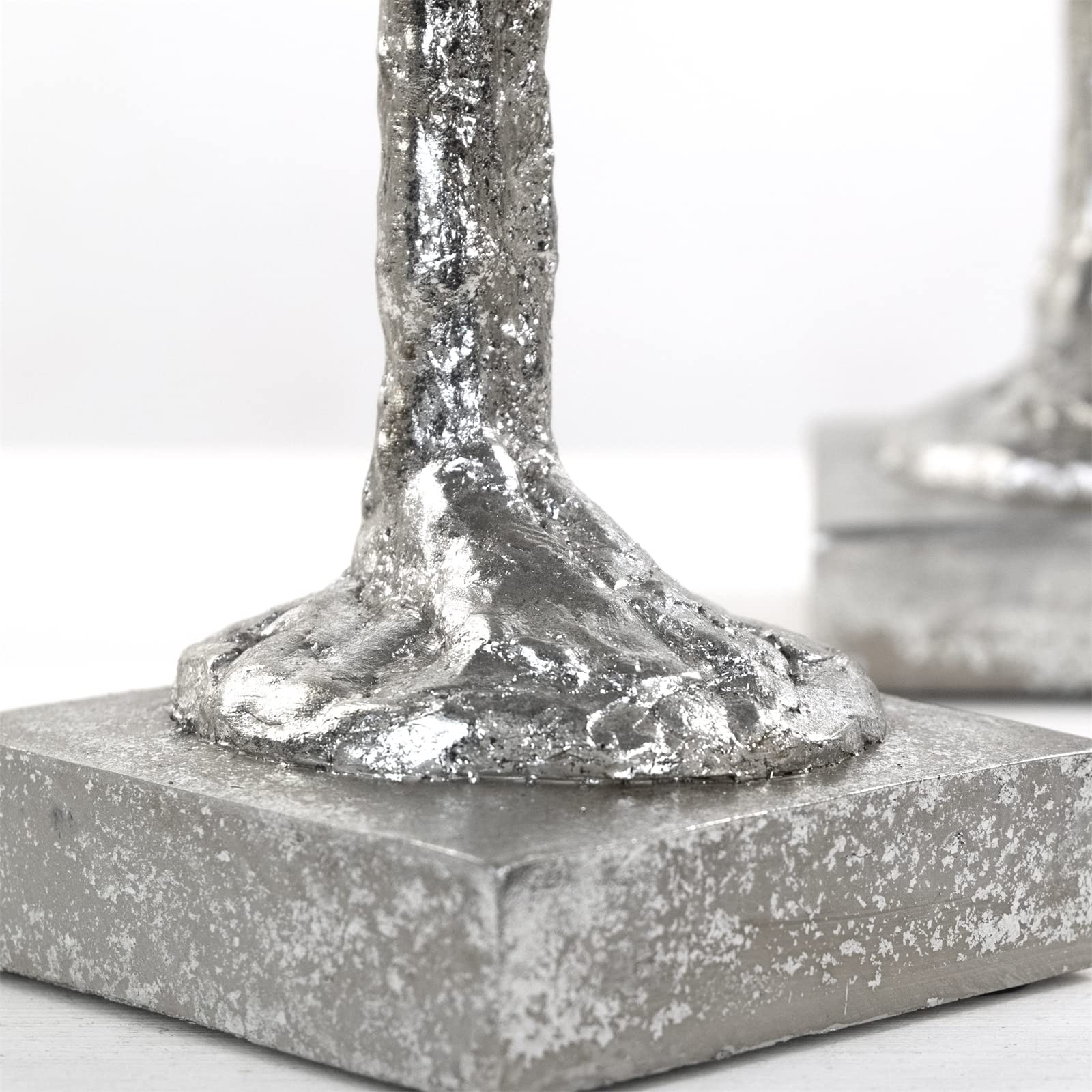 DESIGN DELIGHTS Moderne SKULPTUR Millenium | Mann & Frau, 2-teilig, Poly Kunststein, Silber 59 cm | Dekoobjekt, Dekofigur stehend, Statue
