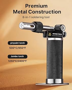 RAVS Butane Soldering Iron Kit Cordless, 14-Piece Multi-Function Butane Torch Kit, Portable Brazing Torch with Adjustable Flame, Without Butane Fuel, Unique Gifts for Men Women Husband