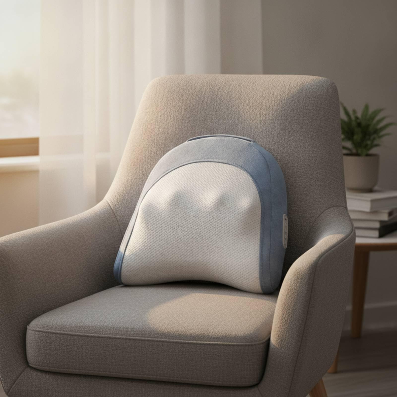 Sharplace Massagekissen Massage Kissen Rückenstütze Lendenkissen Entspannungskissen mit Ergonomischer Form Kabellos mit Akku Bedienfeld Leicht Und Tragbar für Büro Sofa Zuhause, Grau
