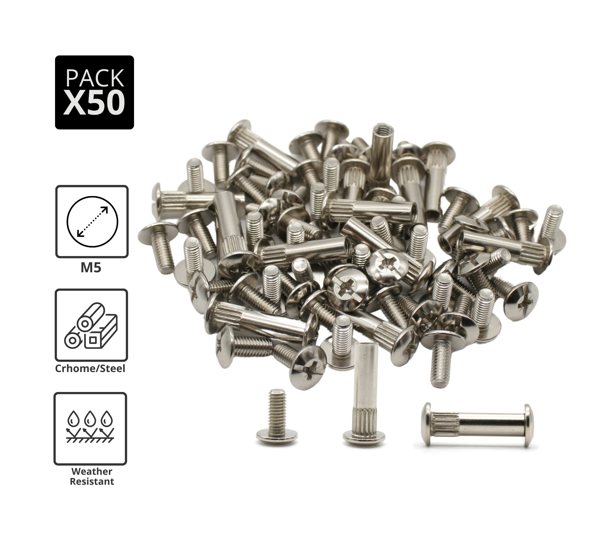 DOJA Barcelona Union Furniture Connector Cabinet Connector Connection Screws M4 5 mm Pack 50 Sleeve Screws Furniture Connector Cabinet Screws Connector Furniture Screws - Image 4
