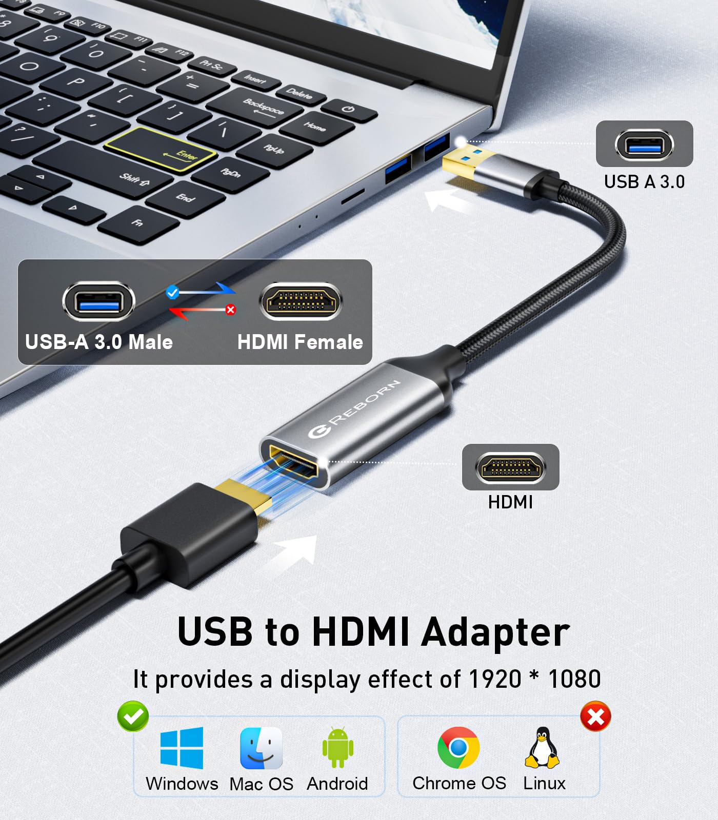 Reborn Adapter USB na HDMI