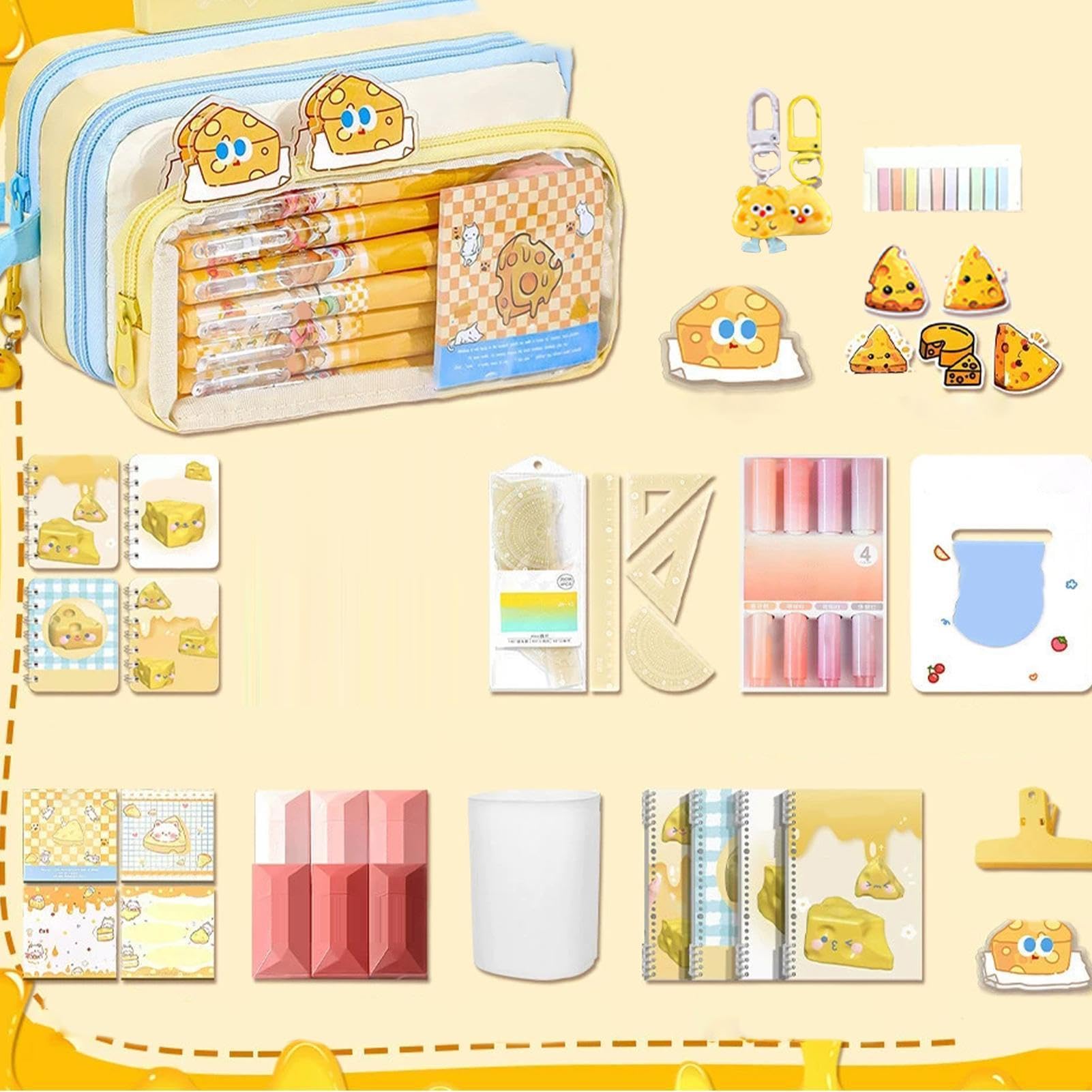 Astuccio con cancelleria, motivo cartone animato, 30 pezzi | Set di forniture scolastiche per bambini, ragazze, studenti, casa, lezioni mattutine e