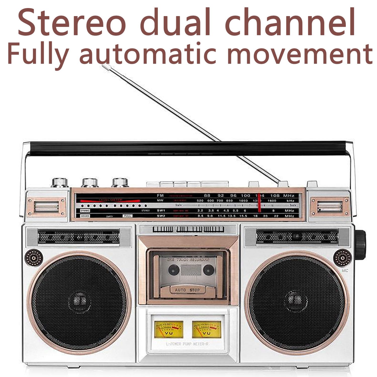 Przenośny Odtwarzacz Kasetowy Z Radiem, Retro Odtwarzacz CD Boombox Z Jakością Dźwięku HiFi I Dwukanałowym Stereo, Funkcją Transkrypcji W Wielu Trybach, Radio AM/FM, Obsługa Kart SD/USB