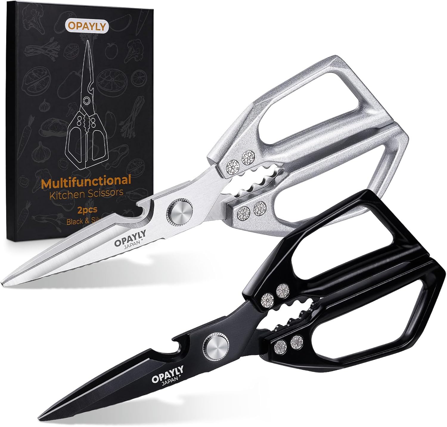 Kitchen Shears 2-Pack Heavy Duty All Purpose Stainless Steel Kitchen Shear Meat Scissors Japanese Cooking Scissor for Food, Sharp Dishwasher Safe Christmas for Men Women With Gifts Box
