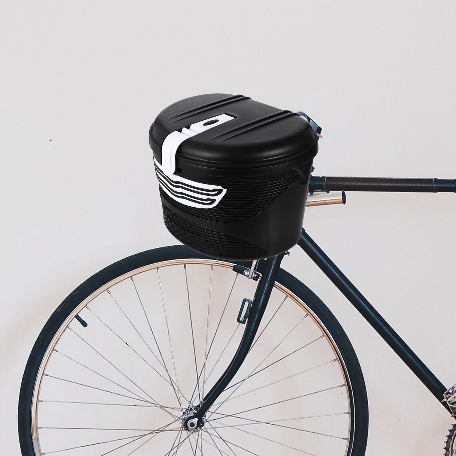Cabilock Cestino Frontale per Bici Elettrica con Lucchetto, Set 1, Nero